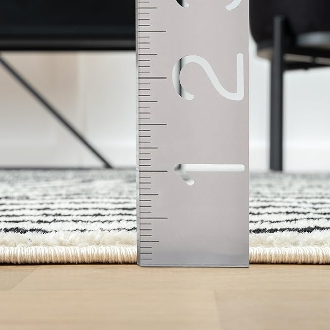 Abani Nuevo Collection Area Rug - Mid-Century Black and White Arch Knot Design - 2'6" x 6' - for Living Room, Bedroom & Office