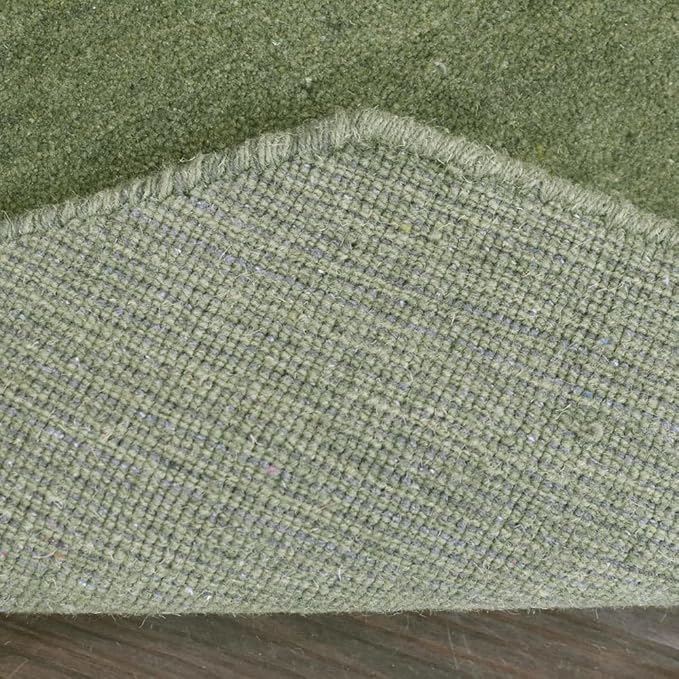 Hand Knotted Loom Wool ECO-Friendly Area Rugs - 6'x6', Octagon, Green Color, Solid Plain Design, High Pile Thick Handmade Anti Skid Area Rugs for Living Room, Bed Room (L00111)