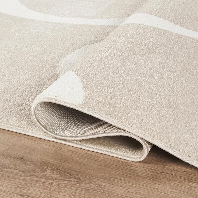 Abani Deco Collection Area Rug - Beige Modern Abstract Ribbon Design - 4' x 6' - for Living Room, Bedroom & Office