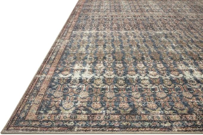 Loloi Amber Lewis Billie Collection, Ocean & Brick 10'-0" x 14'-0" Area Rug – Antique & Distressed Accent Rugs for Living Room, Bedroom, Entryway & Hallway, No Shed High Traffic Area Home Decor Rug