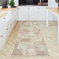 GLN Rugs Contemporary Collection - Machine Washable Area Rug, Contemporary Washable, Non Slip, Low Pile Chenille Rug, Living Room, Bedroom, Kitchen Rug (2'6" x 10' Abstract Tan)