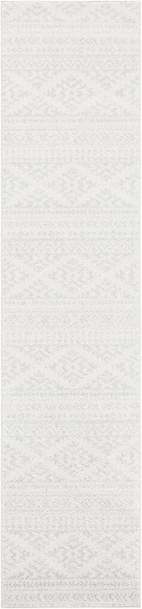 SAFAVIEH Tulum Collection Runner Rug - 2' x 15', Ivory & Light Grey, Moroccan Boho Tribal Design, Non-Shedding & Easy to Clean, Ideal for Living Room, Hallway, Foyer, Bedroom (TUL272G)