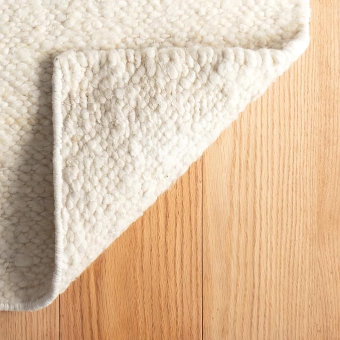 Dash & Albert Holmstead Ivory Handwoven Wool Rug, 5 X 8 Feet, Ivory Solid Pattern - Premium Luxury Hotel Quality Soft Breathable Hypoallergenic Machine Washable Easy Care All Season Comfortable