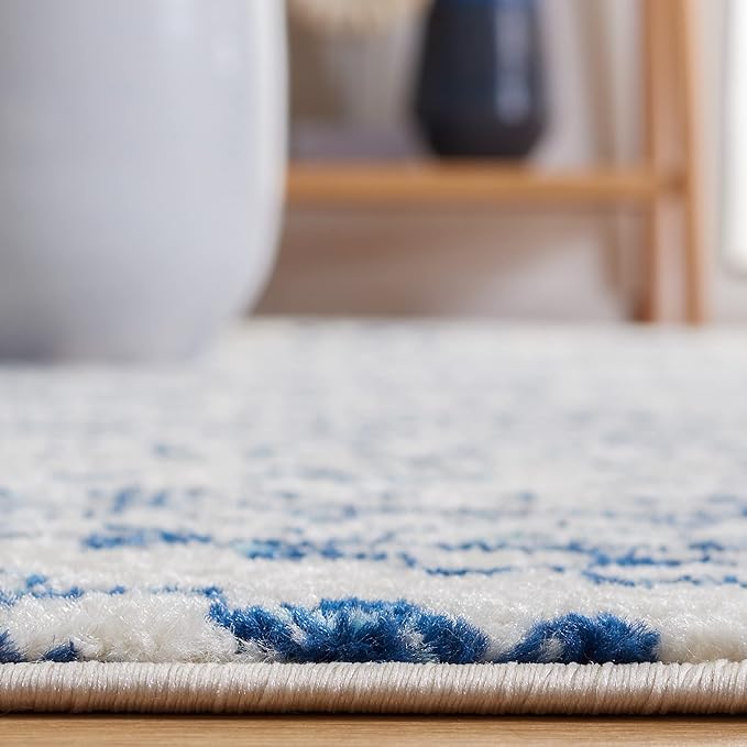 SAFAVIEH Area Rug 8x10 - Tulum Collection - Large - Ivory & Navy, Moroccan Boho Tribal Design, Non-Shedding & Easy to Clean, Ideal for Living Room, Bedroom, Dining Space (TUL272D)