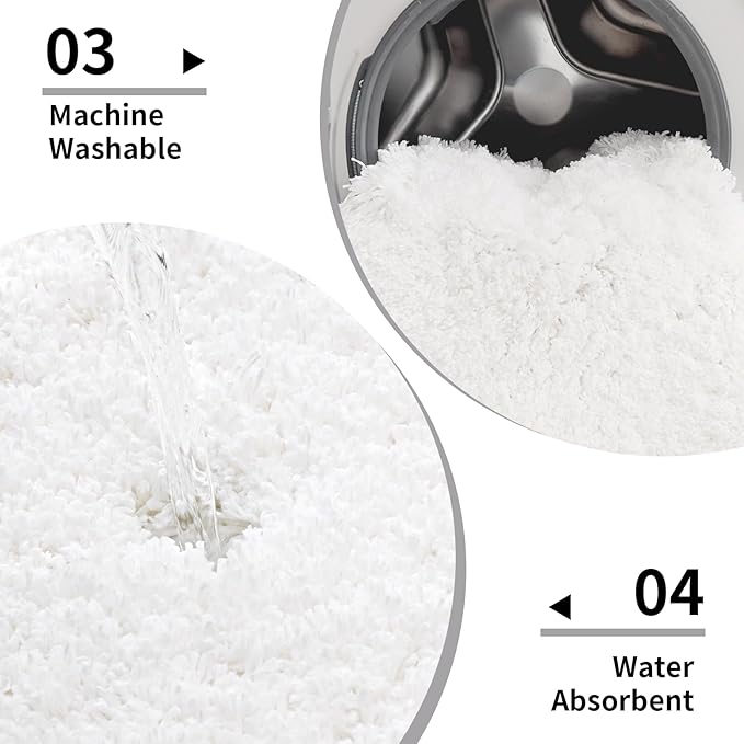White Bathroom Runner Rug 24x59 Non Slip Fluffy Long Bath Mat for Bathroom Floor Washable Plush Luxury Bath Rug for Tub Absorbent Shower Sink Mat Bedside Rug