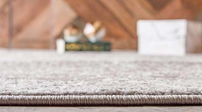 Unique Loom Trellis Frieze Collection Area Rug - Geometric (8' Round, Light Gray/ Ivory)