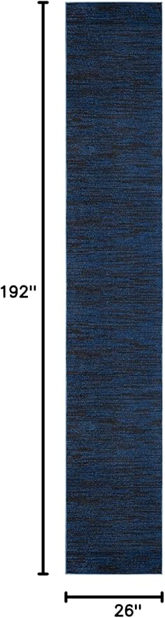 Nourison Home Nourison Essentials Midnight Blue 2'2" x 16' Area Rug - Easy Clean, Non Shedding, Bed Room, Living Room, Dining Room, Kitchen (16' Runner)