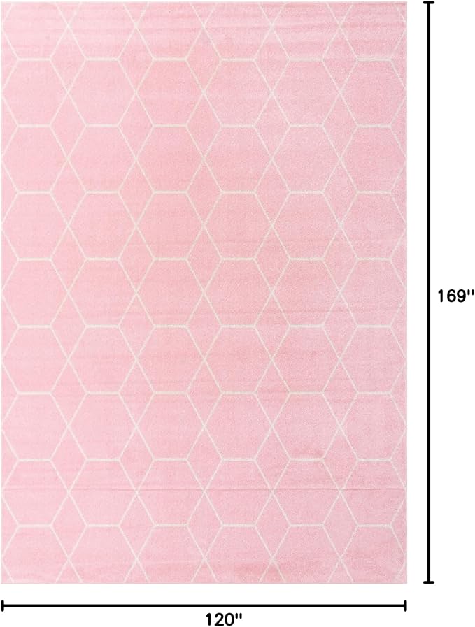 Unique Loom Trellis Frieze Collection Area Rug - Geometric (10' x 14' 1", Light Pink/ Ivory)