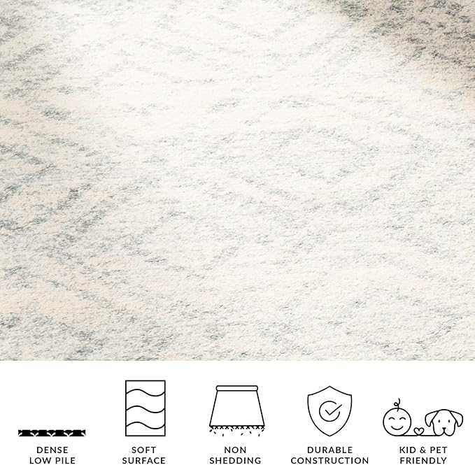 SAFAVIEH Adirondack Collection Runner Rug - 2'6" x 14', Ivory & Light Blue, Modern Diamond Distressed Design, Non-Shedding & Easy Care, Ideal for High Traffic Areas in Living Room, Bedroom (ADR131T)