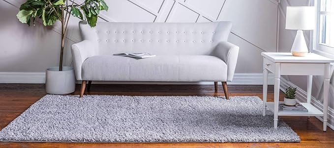 Unique Loom Davos Shag Collection Area Rug - Solid (3' 3" x 5' 3" Rectangle, Sterling)