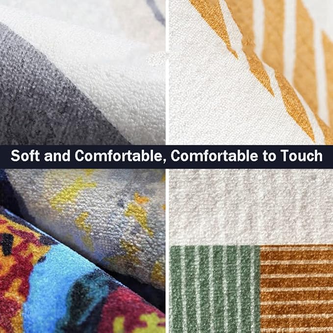 Cartoon Animal Pattern Area Rug Cute Cat Luxury Floral Decor for Carpet Farmhouse Bedroom Living Room Rugs Bathroom Kitchen Runner Mat Indoor Outdoor Non Slip Doormat 3.2' X 6.5'