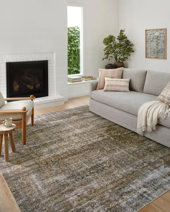 Loloi Amber Lewis Billie Collection, Tobacco & Rust 2'-6" x 12'-0" Area Rug – Antique & Distressed Accent Rugs for Living Room, Bedroom, Entryway & Hallway, No Shed High Traffic Area Home Decor Rug