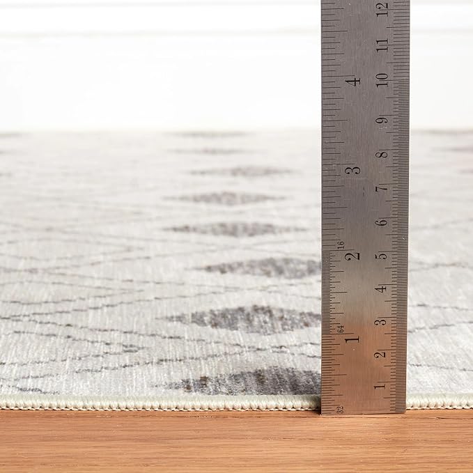 Dash & Albert Chandler Ivory Machine Washable Rug, 7.5 X 9.5 Feet, Ivory Geometric Pattern - Premium Luxury Hotel Quality Soft Breathable Hypoallergenic Machine Washable Easy Care All Season