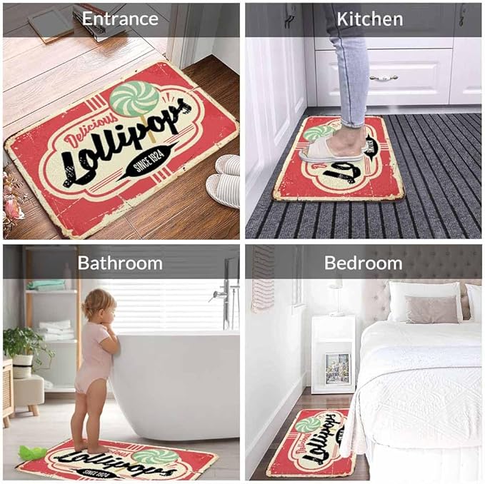 Candy Store Sign Bath Rugs for Bathroom Durable Flannel Bath Rug Clearance Mats for Forlaundry Room and Kitchen Decor Carpt Washable 15.7 x 23.6 Inch