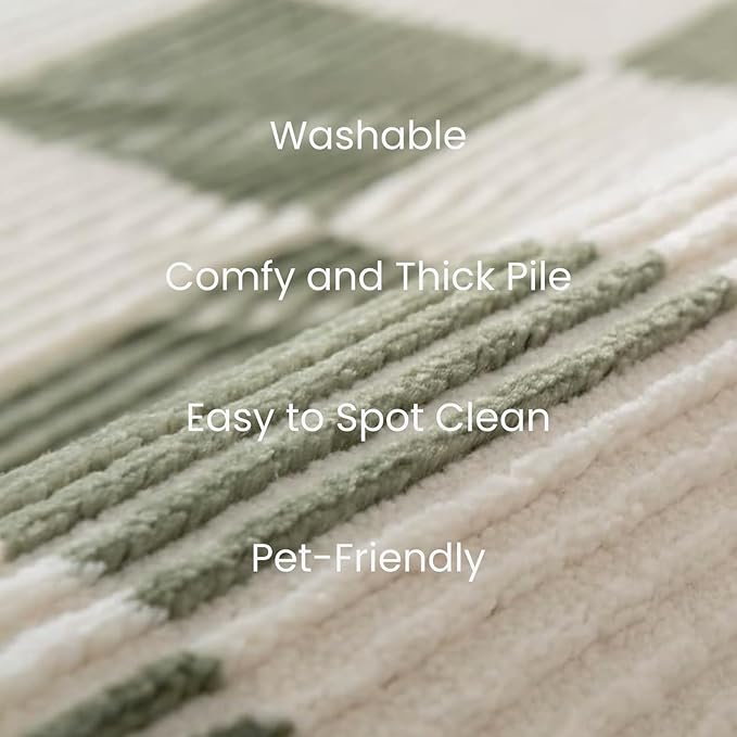 Revival Rugs Gambit 9'2"x12'2" Washable Area Rug for Living Room Bedroom - 100% Recycled Oeko-TEX Certified, Medium Pile, Green, Beige