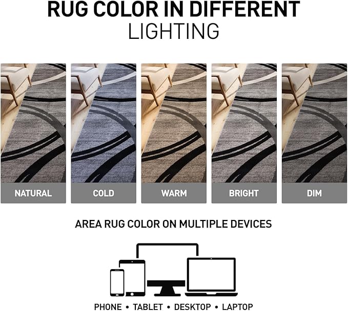 Rugshop Wavy Circles Design Accent Rug, Carpet with Jute Backing for Entryway or Bathroom, Gray, 2' x 3'