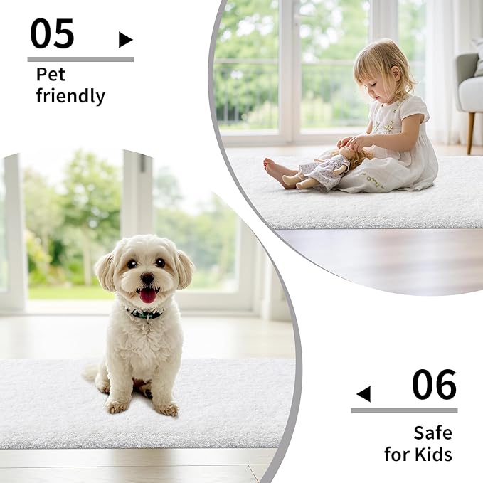 White Bathroom Runner Rug 24x59 Non Slip Fluffy Long Bath Mat for Bathroom Floor Washable Plush Luxury Bath Rug for Tub Absorbent Shower Sink Mat Bedside Rug