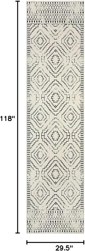 Wonnitar Moroccan Runner Rugs for Hallway 2'6"x10', Washable Non-Slip Extra Long Rug Runner Carpet for Kitchen, Boho Low Pile Throw Mat for Laundry Room Bedroom Bathroom (Beige,2'6"x10')