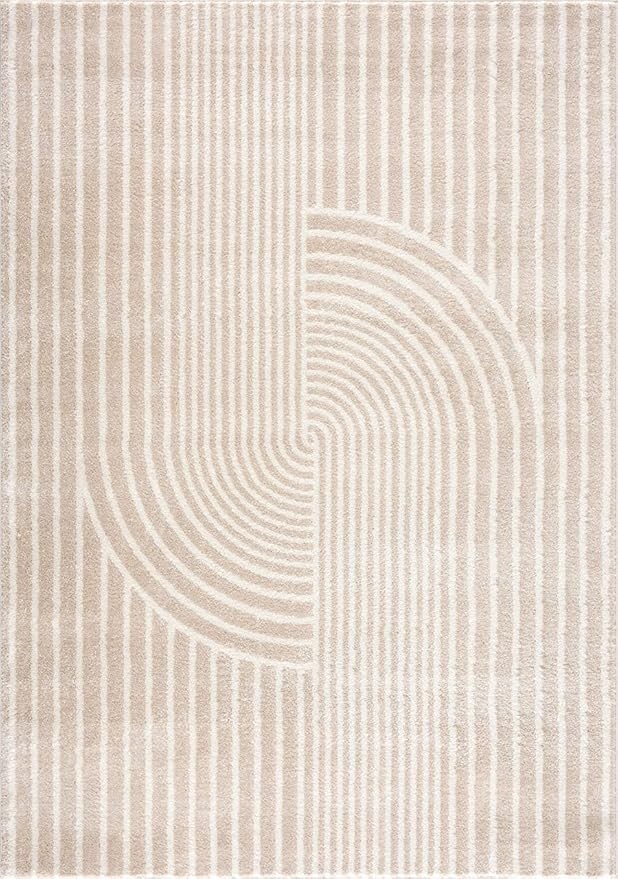 Abani Area Rug for Living Room -Nuevo 8' x 10' Beige Arch Pattern Area Rug, Soft and Durable Living Room Rug, Stain and Fade Resistant, Chic Modern Design, Pet & Kid Friendly