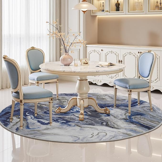 6x6 Round Area Rugs for Living Room, Modern Abstract Rug for Bedroom, Contemporary Machine Washable Rug, Large Stain Resistant Carpet for Dining Room Playroom Home Office, Pet & Kids Friendly