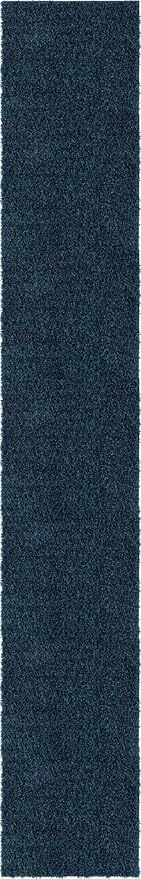 Unique Loom Davos Shag Collection Area Rug - Solid (2' 7" x 16' 5" Runner, Marine Blue)