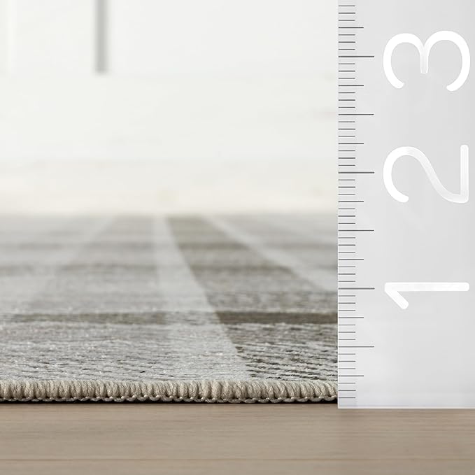 Dash & Albert Andri Plaid Black Machine Washable Rug, 7.5 X 9.5 Feet, Black/White Plaid Pattern