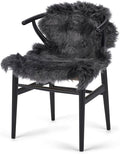 Sheepskin Long Hair 2x3 ft | Bedside Rugs for bedrooms, Sofa, Chair or The Dining Table | Each Sheepskin Rug is Unique and Created by Nature | Small Fluffy Rug in Color Dark Grey