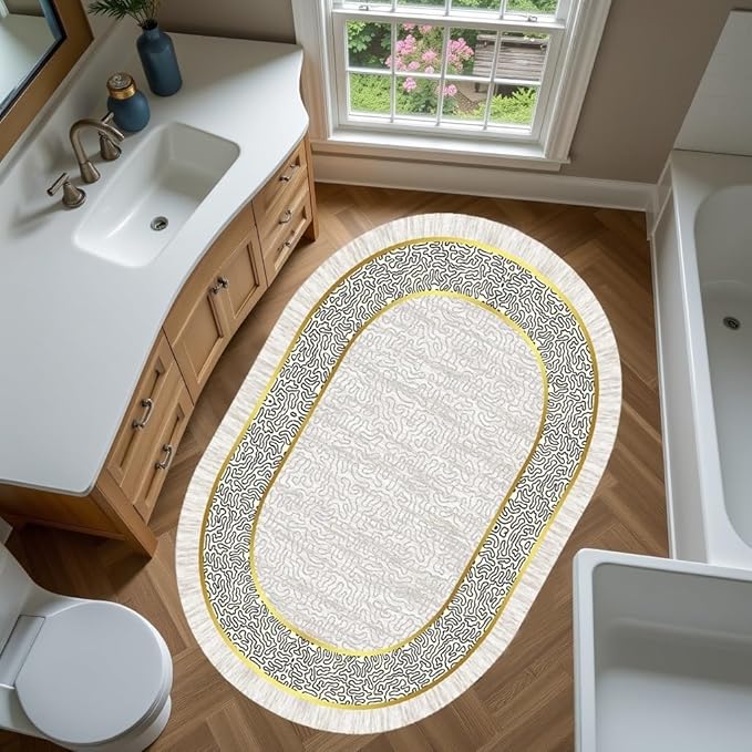 Off White Black Gold Indoor Rugs Modern Minimalist Abstract Geometric Pattern Home Office Area Rug 10x12 for Livingroom Bedroom Dining Room Soft Durable Non Skid Carpet Under Table Bordered Floor Mat