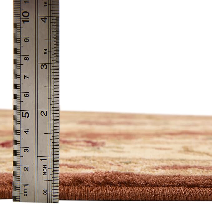 Rugs.com Chateau Collection Rug – 4 Ft Square Brick Red Medium Rug Perfect for Living Rooms, Kitchens, Entryways