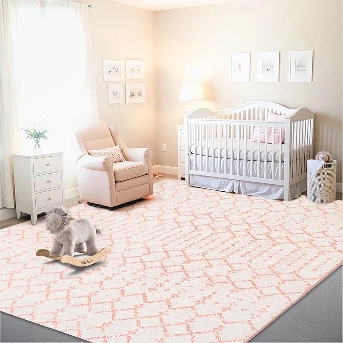 Istana 9x12 Area Rug - Pink 9 x 12 Area Rugs for Living Room - Foldable 9x12 Rugs for Bedroom/Living Room Rug - Stain Resistant Washable Rugs - Eco-Friendly Area Rugs