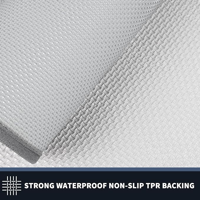 PURRUGS Dirt Trapping Door Mat 24" x 36", Non-Slip/Skid Machine Washable Entryway Rug, Shoes Scraper, Throw Rug, Super Absorbent Area Rug for Muddy Wet Shoes and Paws, Light Grey & Grey