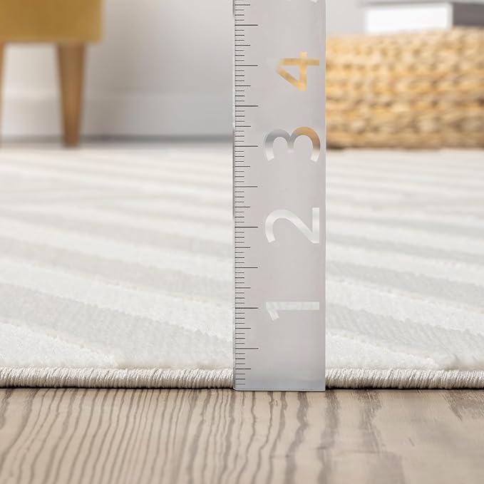 Abani Zen 6' x 9' Cream Rug – Neutral Modern Linear Pattern, Large Soft Area Rug for Living Room & Bedroom, Durable & Easy to Clean