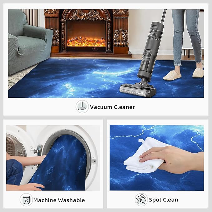 5x6 Dark Clouds Lightning Rugs for Office - Storm Living Room Carpet, Natural Weather Bedroom Area Rug Kids Low Pile Rug for Indoor Outdoor Hardwood Floors Home Decor