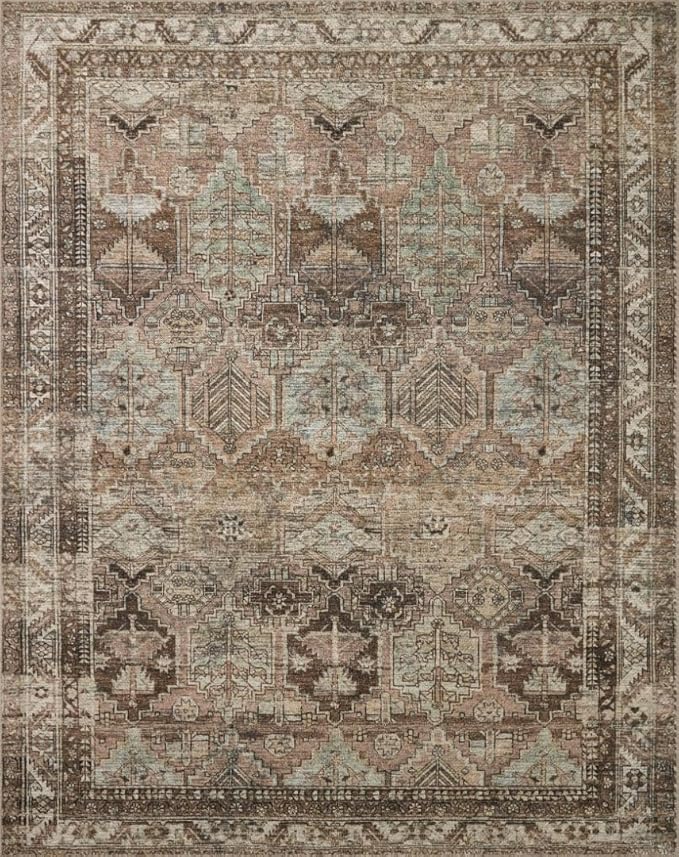 Loloi Amber Lewis Billie Collection, Clay & Sage 2'-6" x 12'-0" Area Rug – Antique & Distressed Accent Rugs for Living Room, Bedroom, Entryway & Hallway, No Shed High Traffic Area Home Decor Rug