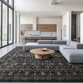 Area Rug Non Slip Machine Washable Ultra Soft Living Room/Bedroom/Kitchen/Outdoor/Classroom Black Grey, 9'×12'