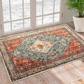Boho Vintage Oriental Entry Rugs for Entrance Non-Slip Washable Tribal Small Area Rug,Ultra Soft Bohemian Floral Medallion Low-Pile Indoor Front Door Mat for Bedroom Kitchen Bathroom 24" x 36"