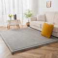 MAXYOYO Black Coral Velvet Area Rug, Thick Japanese Tatami Mat Living Room Carpet with Non-Slip Backing, Large Solid Color Mat for Bedroom Dormitory Yoga, 49 by 49 inch