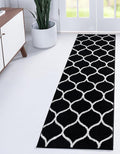 Rugs.com Lattice Frieze Collection Rug – 2' x 13' Runner Black Medium Rug Perfect for Living Rooms, Large Dining Rooms, Open Floorplans