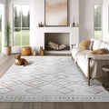 jinchan Moroccan 8x10 Area Rugs for Living Room - Machine Washable Soft Modern Geometric Stain Resistant Ultra-Thin Low-Pile Large Rug Non-Slip Carpet for Bedroom Kitchen Dining Room (8x10ft, Taupe)