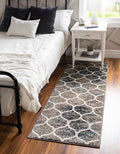 Rugs.com Lattice Frieze Collection Rug – 2' x 4' Runner Blue Multi Medium Rug Perfect for Living Rooms, Large Dining Rooms, Open Floorplans