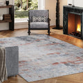 Area Rug 4x6 Washable Rug Grey and Brown for Living Room, Dining Room, Bedroom, Large Carpets, Non Slip & Non-Shedding Low Pile Vintage Print Rug for Home Office Decor