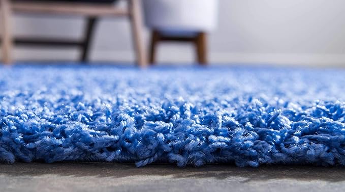 Unique Loom Solid Shag Collection Area Rug (8' x 10' Rectangle, Periwinkle Blue)