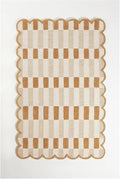 Hand-Tufted Wool Rug with Scalloped Edges, Light Blue Plaid Pattern, Cozy Soft Area Rug for Living Room, Bedroom, and Nursery, Handmade Modern Accent Rug (Neutral, 9X12 FEET)