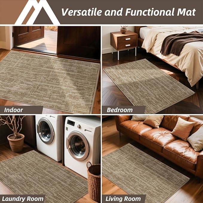 COSY HOMEER-Dirt-Trapper-Door-Mat 32"x48" Non-Slip Entryway Rugs Washable Welcome Mat Absorbent Entrance Mats Low Pile Dog Door Mats for Front Back Doomats and Wet Shoes,Taupe