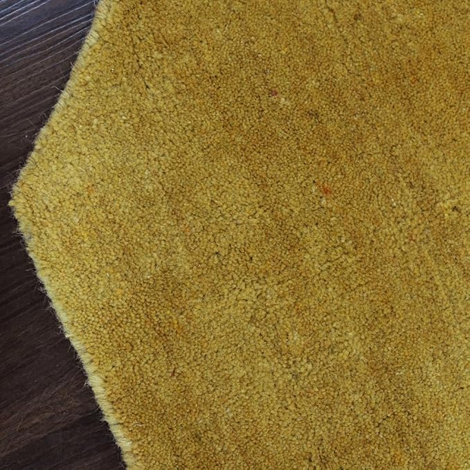 Hand Knotted Loom Wool ECO-Friendly Area Rugs - 8'x8', Octagon, Orange Color, Solid Plain Design, High Pile Thick Handmade Anti Skid Area Rugs for Living Room, Bed Room (L00111)