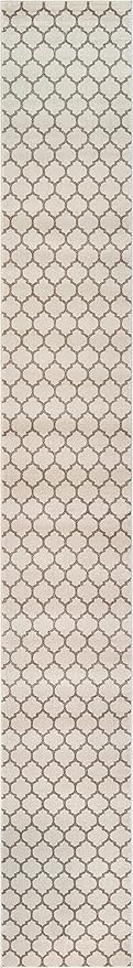 Rugs.com Lattice Collection Rug – 20 Ft Runner Beige Medium Rug Perfect for Hallways, Entryways