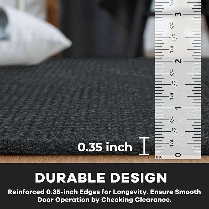 KOZYFLY Extra Long Runners for Hallways 3x20 ft Washable Kitchen Runner Non Slip Rubber Backed Hallway Rug Cotton Entryway Runner Rug Floor Carpet for Indoor Hall, Kitchen, Stair, Black/Dark Grey
