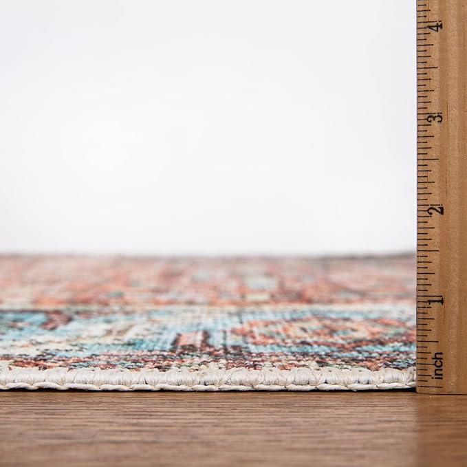 Bloom Rugs Washable Non-Slip 10x14 Rug - Orange/Blue Traditional Oriental Area Rug for Living Room, Bedroom, Dining Room, and Kitchen - Exact Size: 10' x 14'