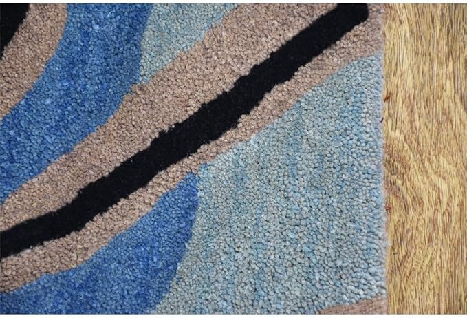 Rugsotic Carpets Hand Tufted Wool ECO-Friendly Area Rugs - 8'x8', Octagon Shape, Camel, Floral Modern Design, High Pile Thick Handmade Anti Skid Area Rugs for Living Room, Bed Room (K00219)
