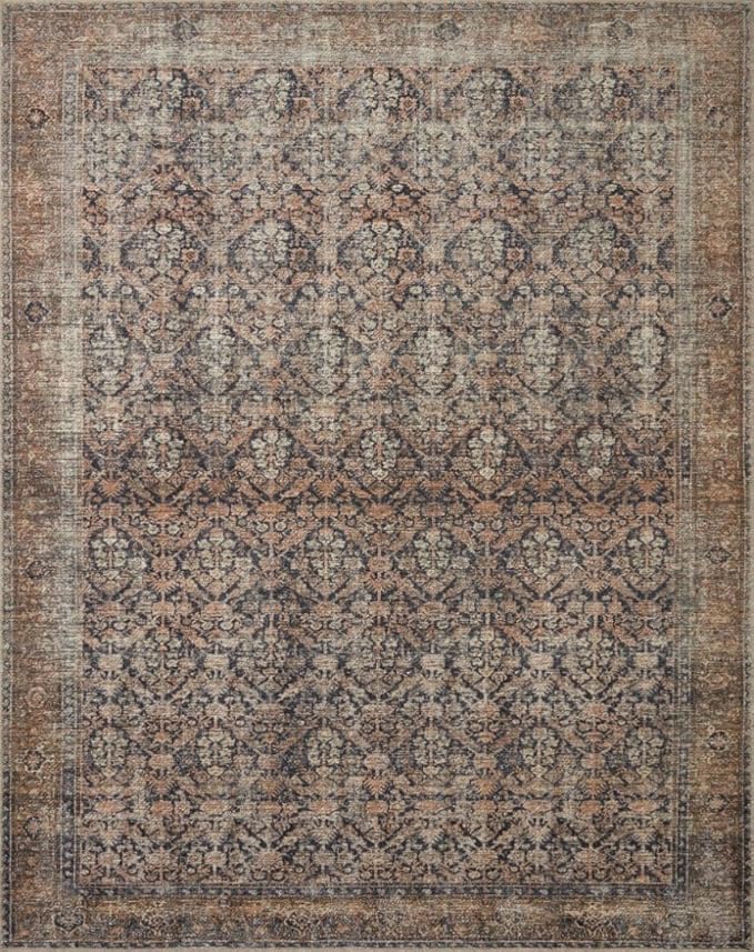 Loloi Amber Lewis Billie Collection, Ink & Salmon 2'-6" x 9'-6" Area Rug – Antique & Distressed Accent Rugs for Living Room, Bedroom, Entryway & Hallway, No Shed High Traffic Area Home Decor Rug